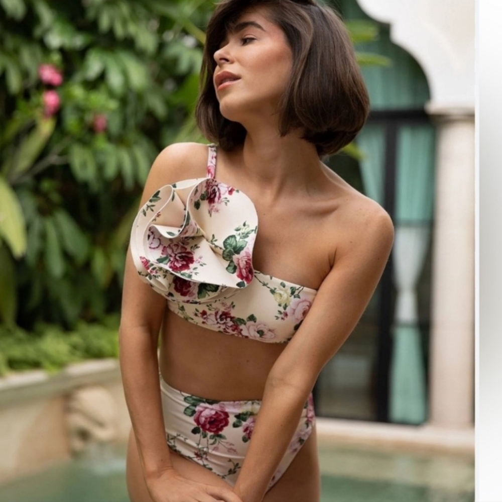 Antonio Melani x The Style Bungalow Miraflores  Print Rosette 1 Shldr Swim Top
